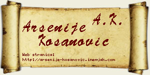 Arsenije Kosanović vizit kartica